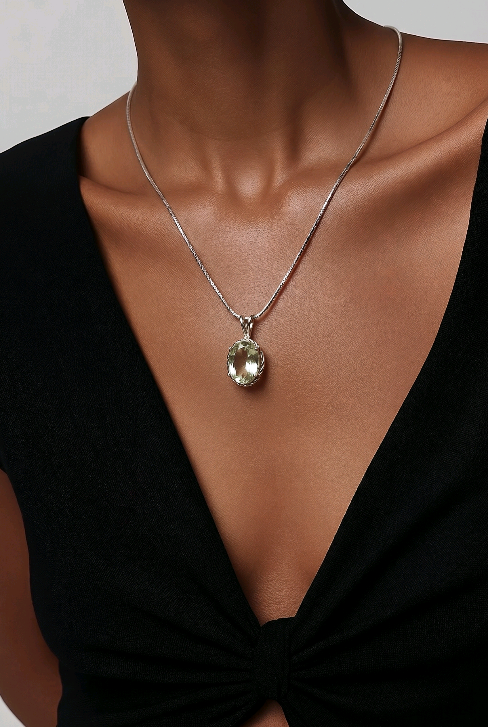 Prasiolite Oval Pendant