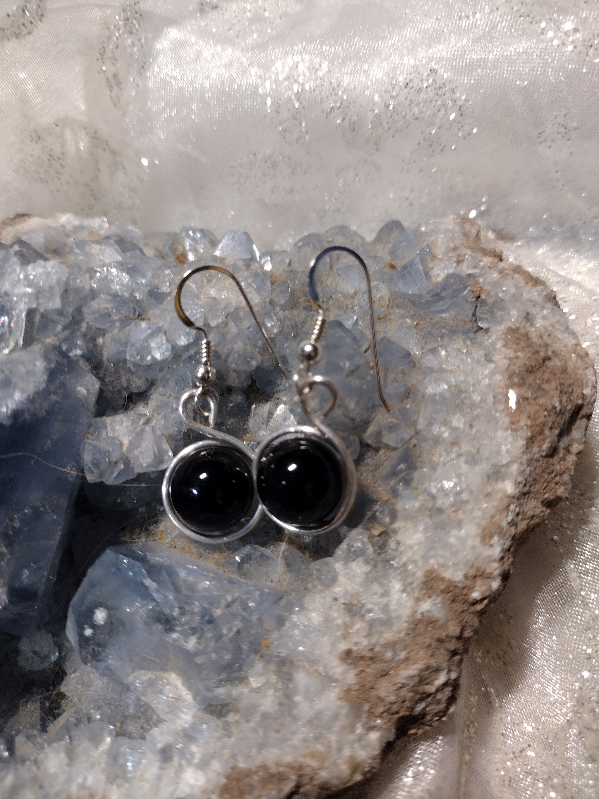 Black Onyx Captured Earrings