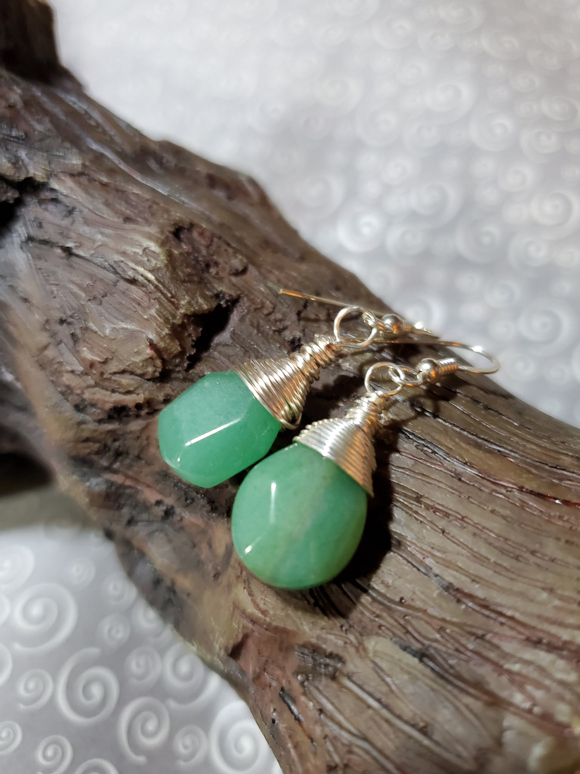 Green Aventurine Wrapped Earrings