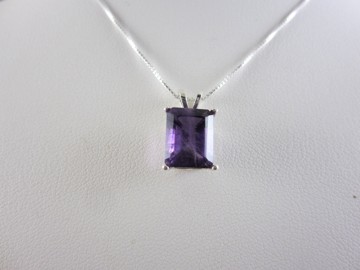 Amethyst Pendant – Emerald Cut