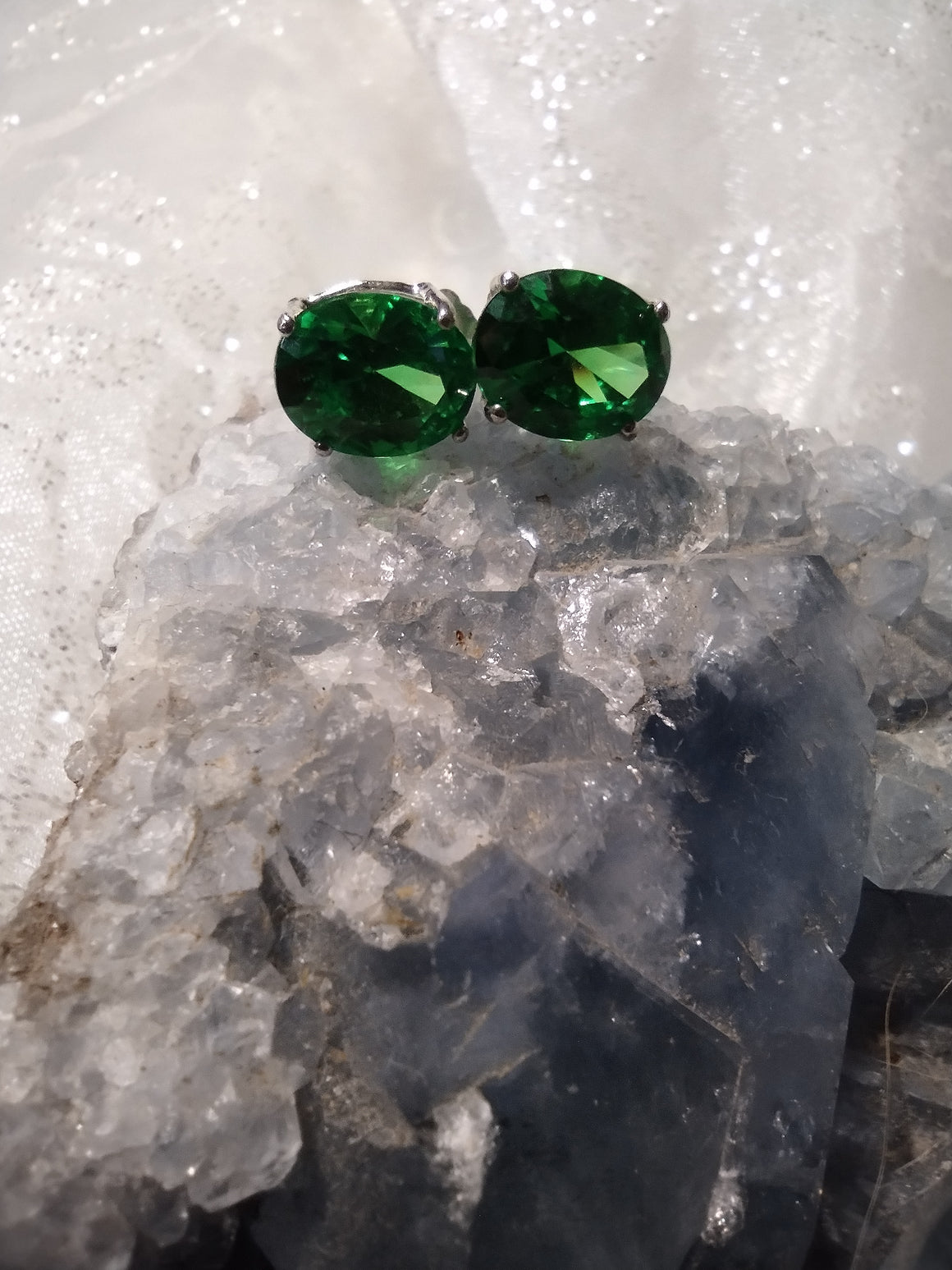 Green Yag Stud Earrings